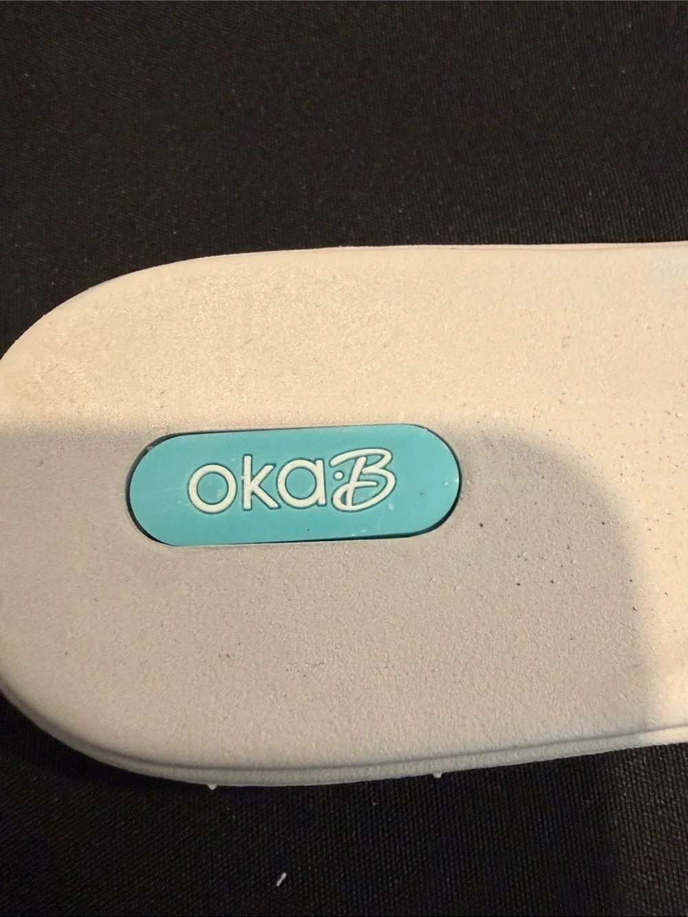 OKAb sandals  with acrylic “cubes” on the front